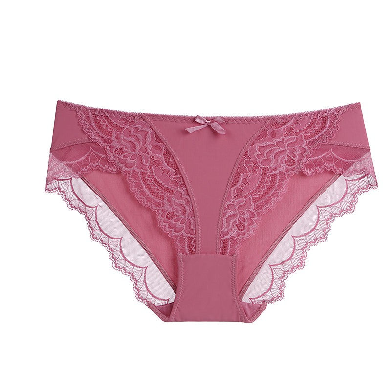 Women's Lace Comfort Low-Waist Briefs – Breathable, Cotton Crotch, Floral Knit