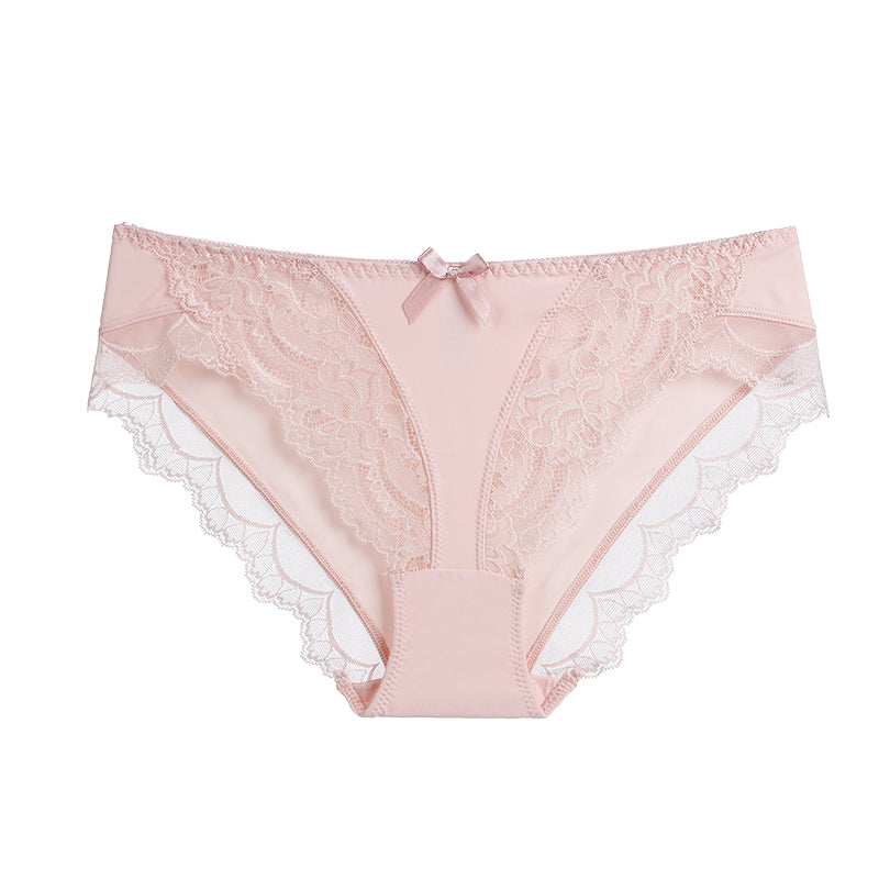 Women's Lace Comfort Low-Waist Briefs – Breathable, Cotton Crotch, Floral Knit