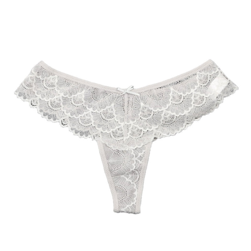High Elasticity Lace Thong Panties – Low Waist, Soft Nylon & Cotton Lining