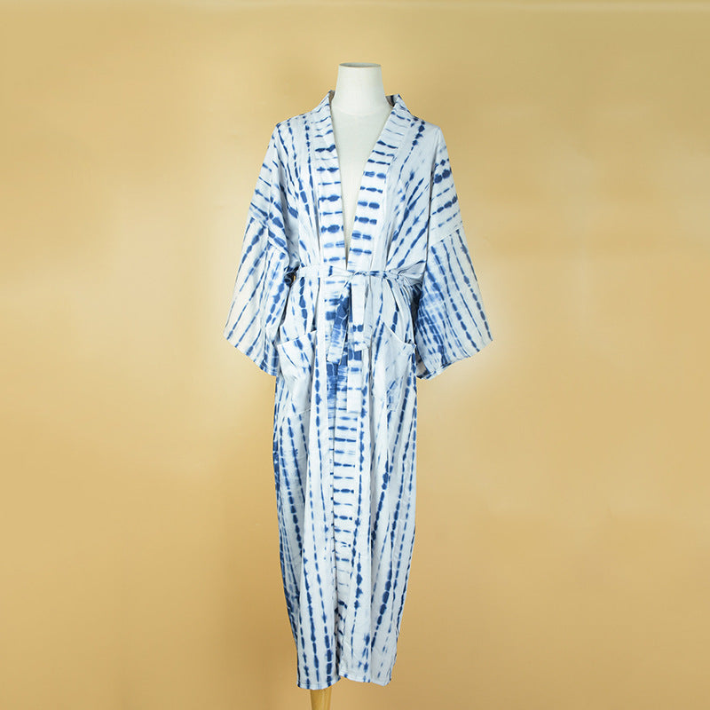 Lace-Up Long Sleeve Bikini Jacket – Printed Summer Sun Shirt Cover-Up