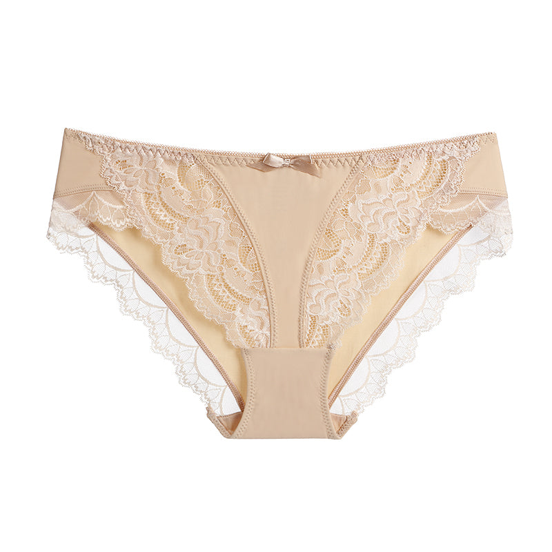 Women's Lace Comfort Low-Waist Briefs – Breathable, Cotton Crotch, Floral Knit