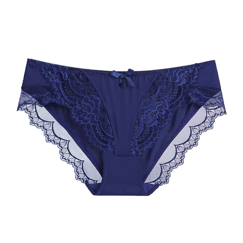 Women's Lace Comfort Low-Waist Briefs – Breathable, Cotton Crotch, Floral Knit