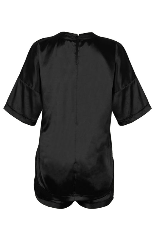 Women's Satin Short-Sleeved Pajama Set – Breathable Cotton Blend Loungewear