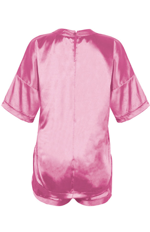 Women's Satin Short-Sleeved Pajama Set – Breathable Cotton Blend Loungewear