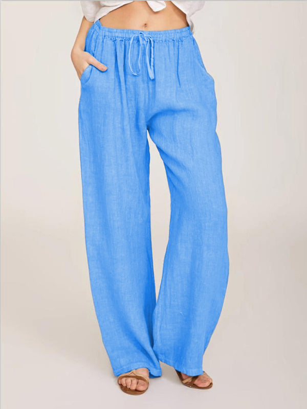 Solid Knit Lounge Pants with Slant Pockets – Relaxed Fit & Drawstring Waist