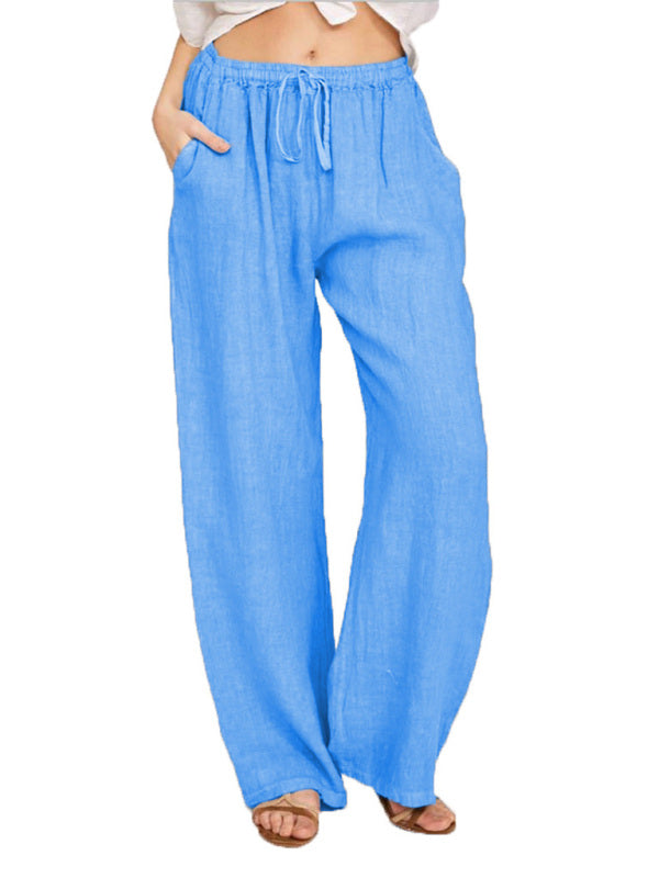 Solid Knit Lounge Pants with Slant Pockets – Relaxed Fit & Drawstring Waist