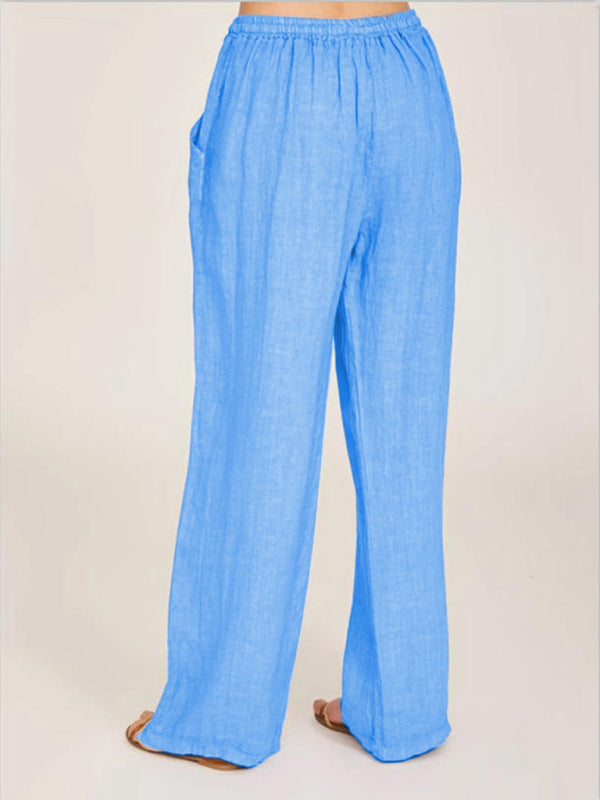 Solid Knit Lounge Pants with Slant Pockets – Relaxed Fit & Drawstring Waist