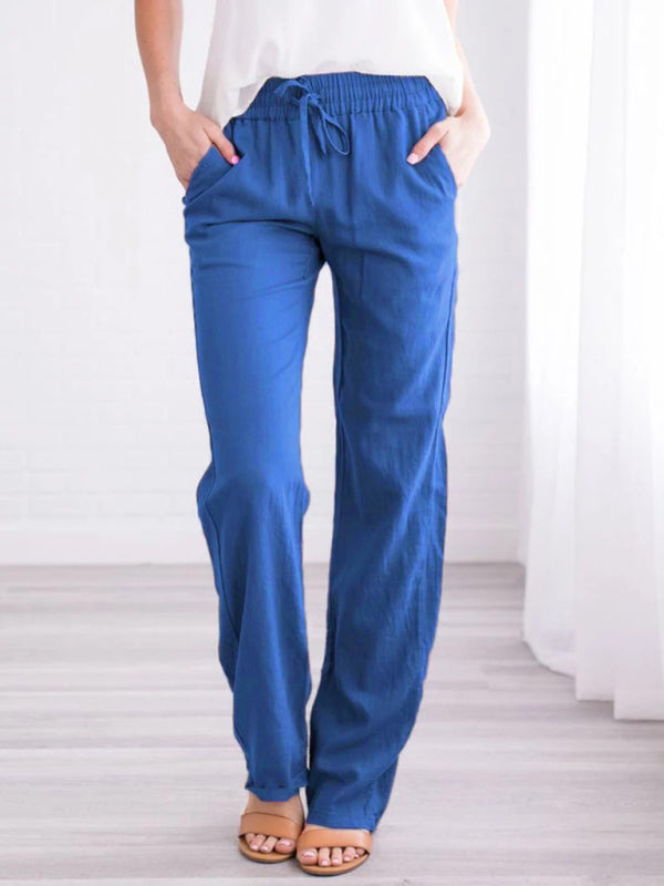 Solid Knit Lounge Bottoms – Cotton Blend Leisure Pants with Slant Pockets