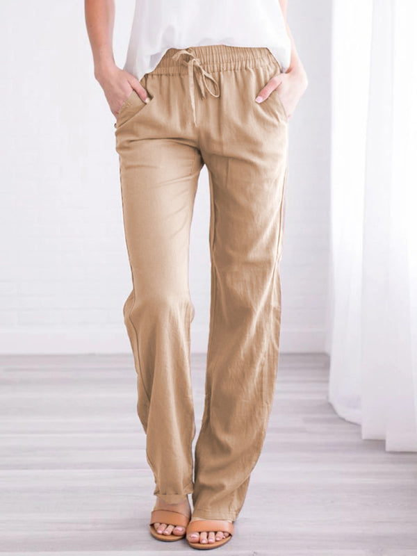 Solid Knit Lounge Bottoms – Cotton Blend Leisure Pants with Slant Pockets