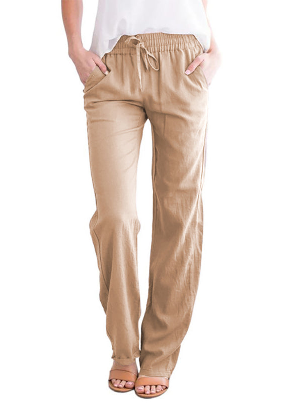 Solid Knit Lounge Bottoms – Cotton Blend Leisure Pants with Slant Pockets