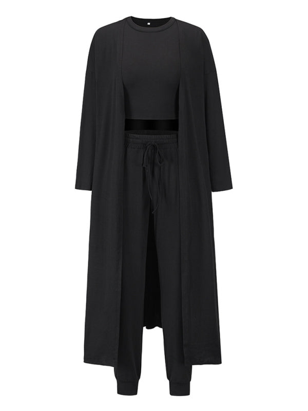 Women's 3-Piece Knitted Lounge Set – Jacket, Vest & Trousers