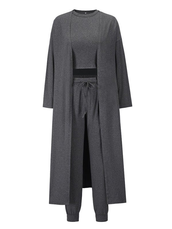 Women's 3-Piece Knitted Lounge Set – Jacket, Vest & Trousers