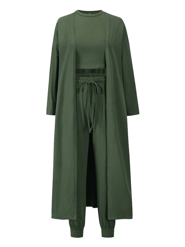 Women's 3-Piece Knitted Lounge Set – Jacket, Vest & Trousers