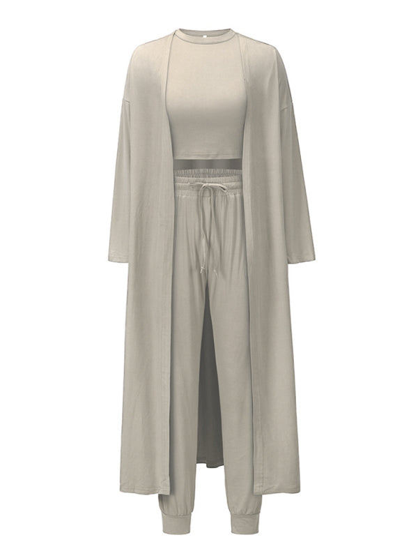 Women's 3-Piece Knitted Lounge Set – Jacket, Vest & Trousers