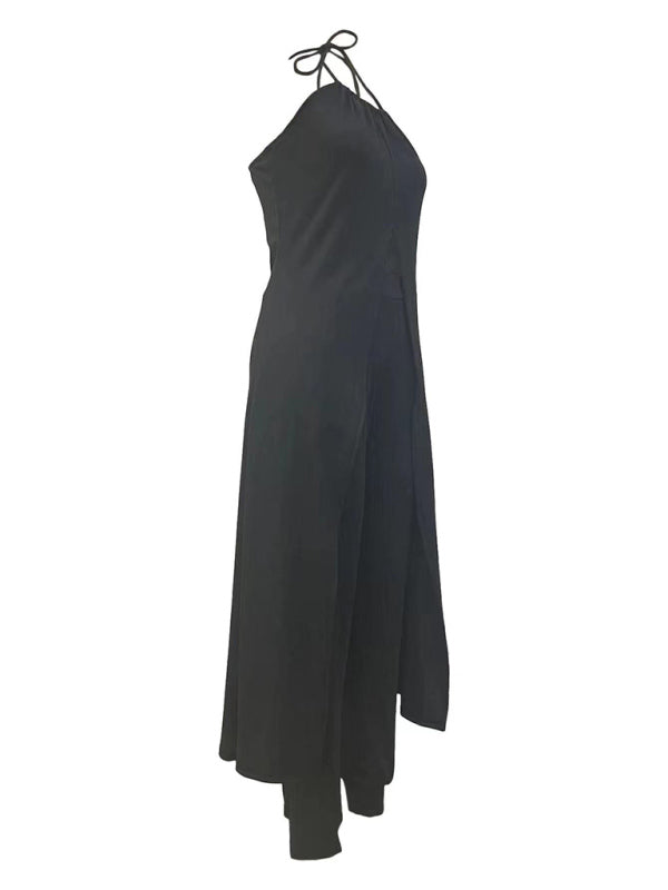 Halter Sleeveless Backless Lounge Set – Loose Fit Top & High-Waist Pants