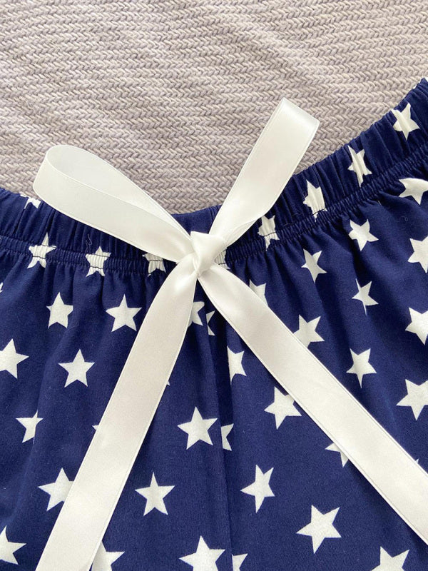Women's Star Print Knit Lounge Shorts – Soft Rayon Blend Pajama Bottoms