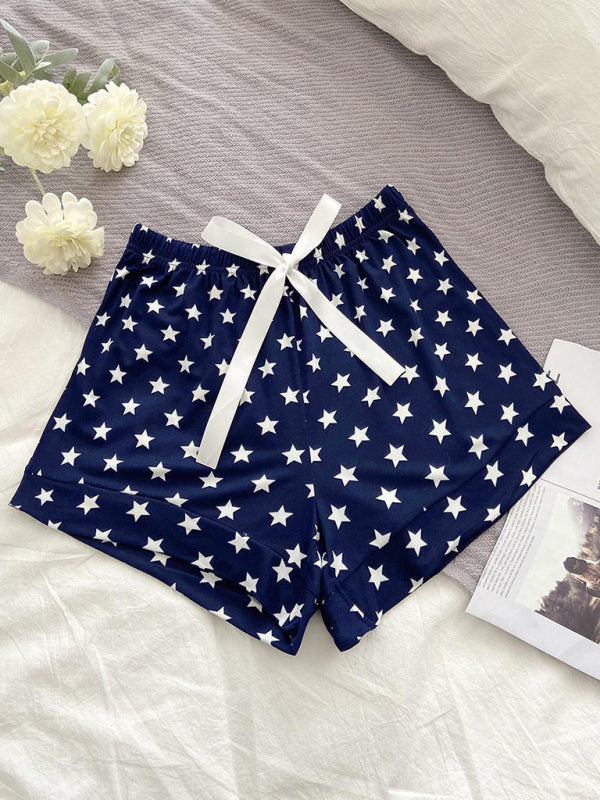 Women's Star Print Knit Lounge Shorts – Soft Rayon Blend Pajama Bottoms