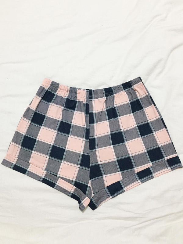 Plus Size Plaid Knit Pajama Shorts – Soft Knit, Lightweight & Comfortable
