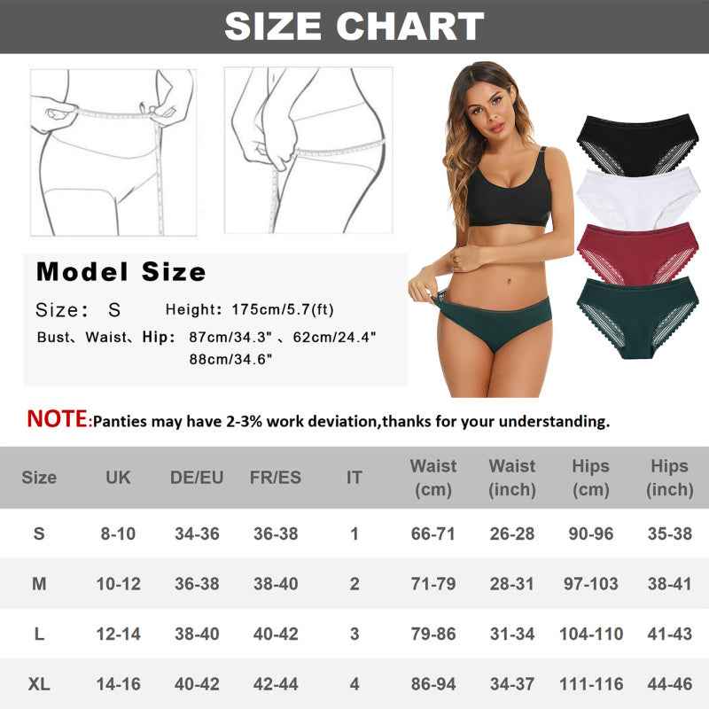 Women's Lace Hipster Panty Set – Low Rise, Full Brief, High Stretch