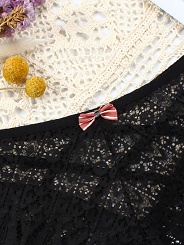 High-Waisted Geometric Lace Panties – Soft Nylon with Cotton Lining