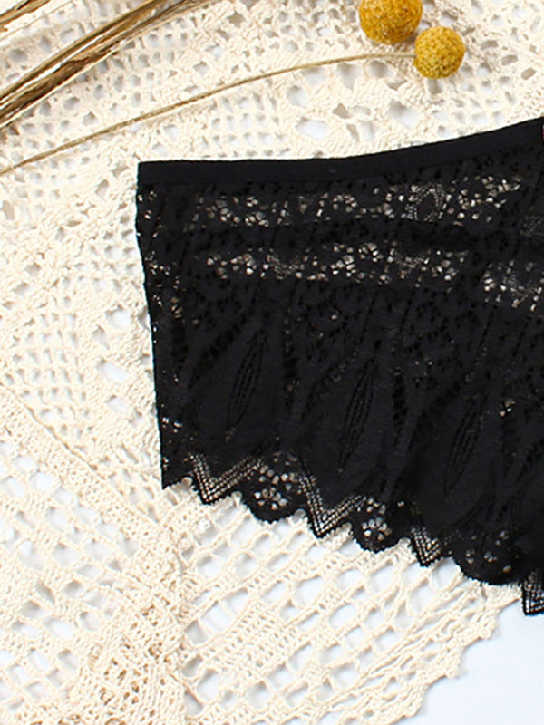High-Waisted Geometric Lace Panties – Soft Nylon with Cotton Lining