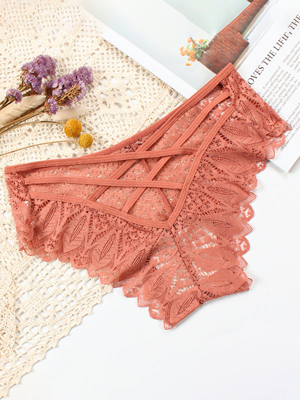 High-Waisted Geometric Lace Panties – Soft Nylon with Cotton Lining