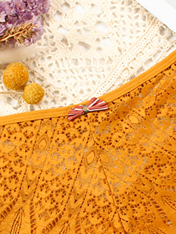 High-Waisted Geometric Lace Panties – Soft Nylon with Cotton Lining