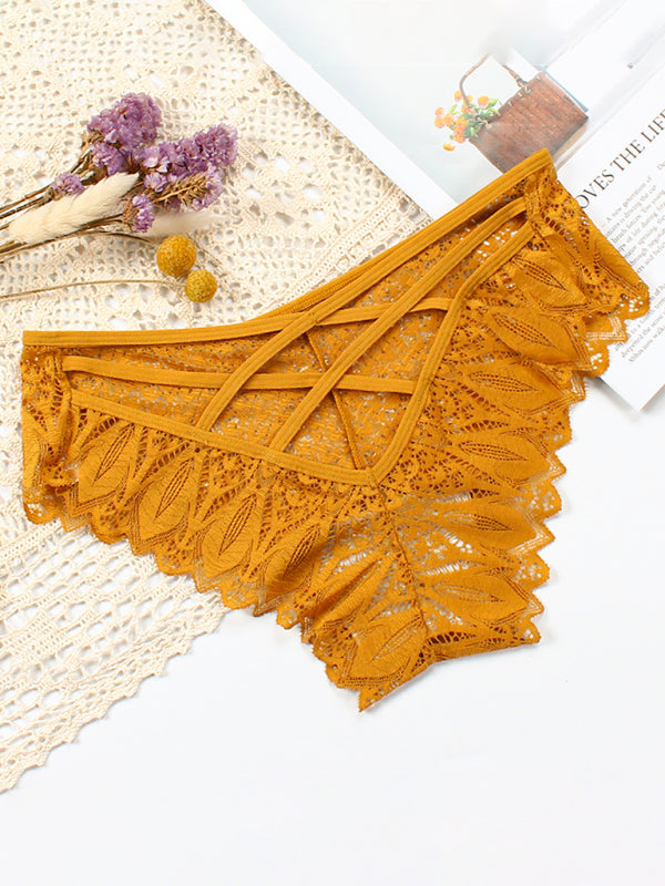 High-Waisted Geometric Lace Panties – Soft Nylon with Cotton Lining