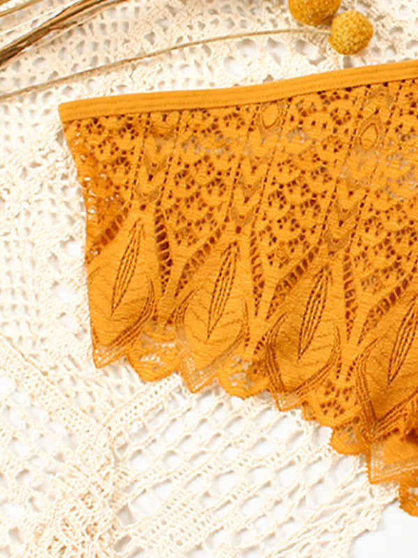 High-Waisted Geometric Lace Panties – Soft Nylon with Cotton Lining