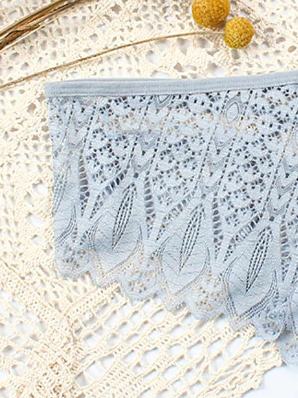 High-Waisted Geometric Lace Panties – Soft Nylon with Cotton Lining