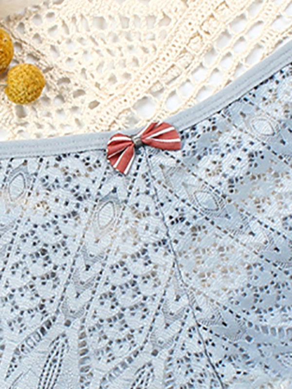 High-Waisted Geometric Lace Panties – Soft Nylon with Cotton Lining
