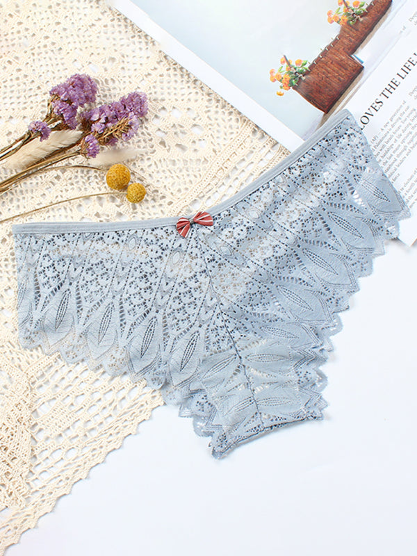High-Waisted Geometric Lace Panties – Soft Nylon with Cotton Lining