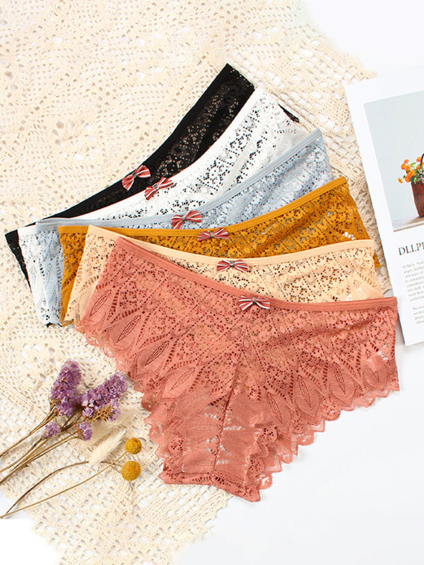 High-Waisted Geometric Lace Panties – Soft Nylon with Cotton Lining