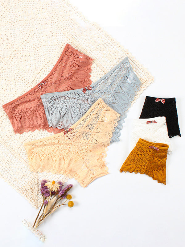 High-Waisted Geometric Lace Panties – Soft Nylon with Cotton Lining