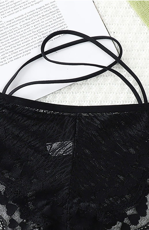 Lace Cross Strap Low Waist Briefs – Sexy Fit with Heart Pattern & Cotton Lining