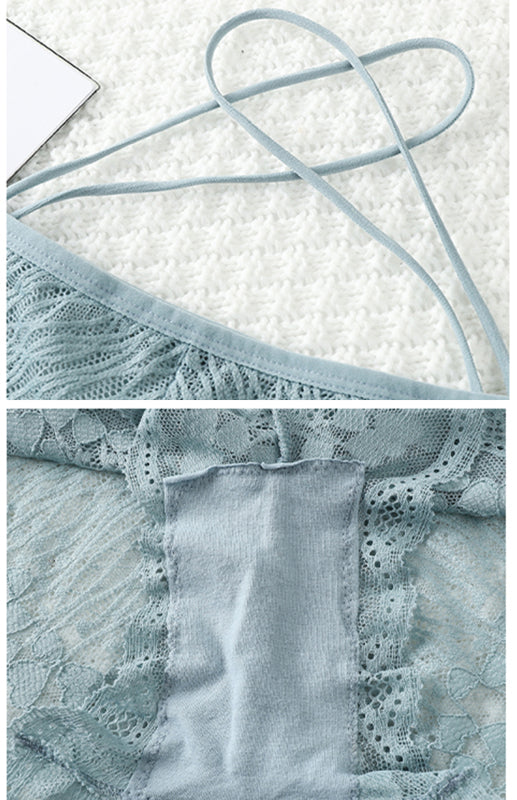 Lace Cross Strap Low Waist Briefs – Sexy Fit with Heart Pattern & Cotton Lining
