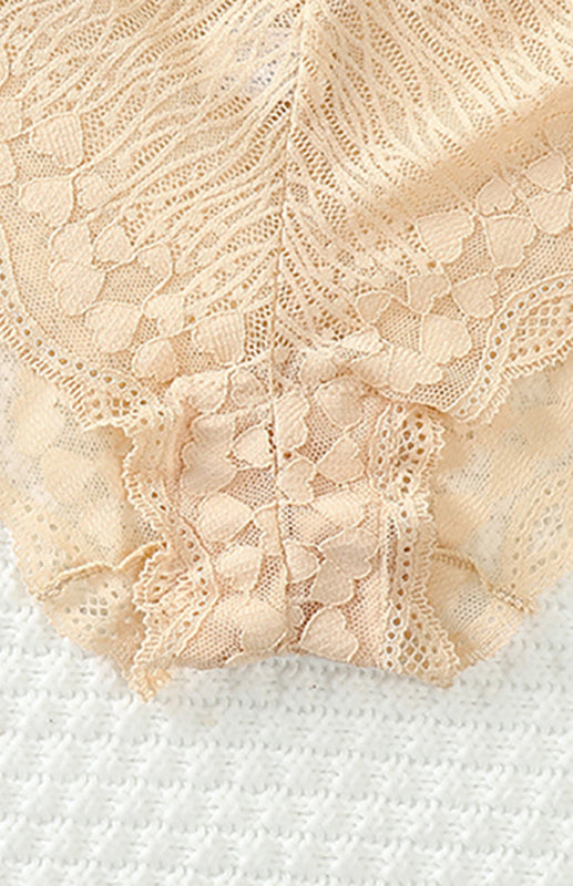 Lace Cross Strap Low Waist Briefs – Sexy Fit with Heart Pattern & Cotton Lining