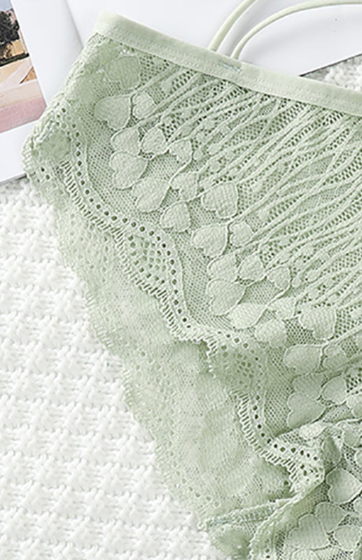 Lace Cross Strap Low Waist Briefs – Sexy Fit with Heart Pattern & Cotton Lining