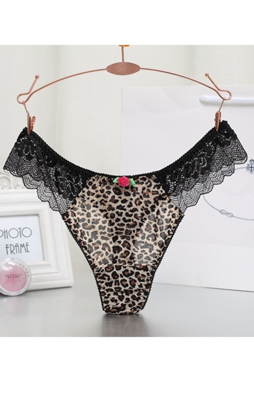 Floral Lace Low-Rise Thong – High Stretch Nylon Knit Panties