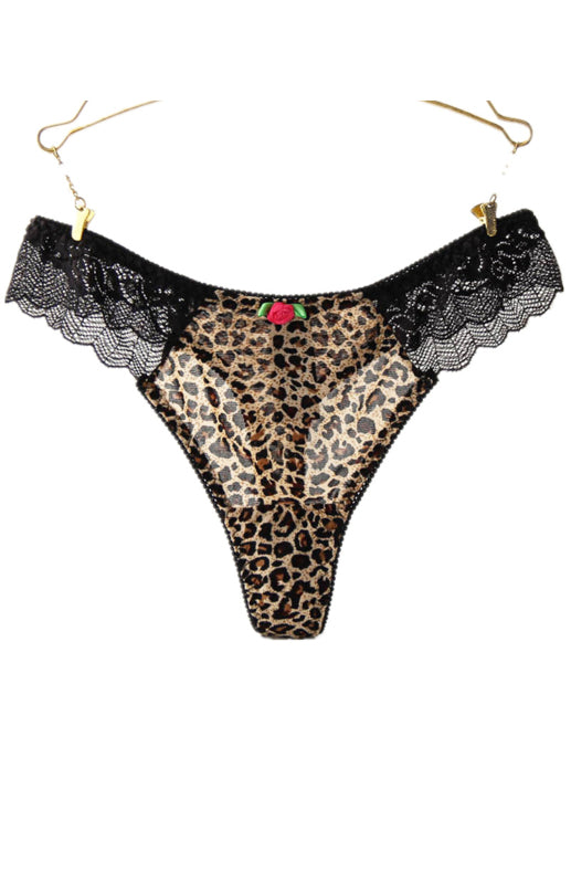 Floral Lace Low-Rise Thong – High Stretch Nylon Knit Panties