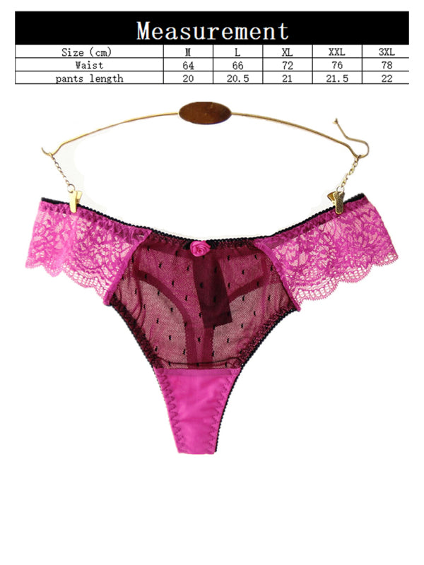 Floral Lace Low-Rise Thong – High Stretch Nylon Knit Panties