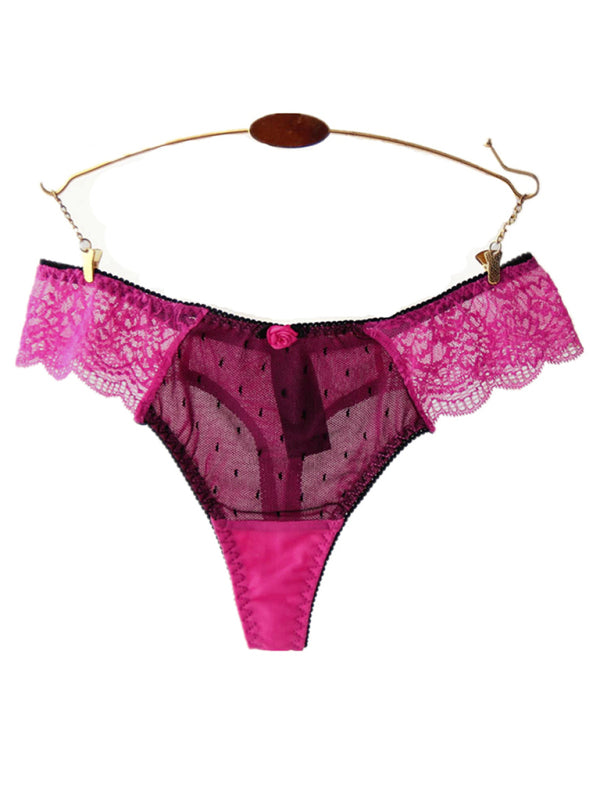 Floral Lace Low-Rise Thong – High Stretch Nylon Knit Panties
