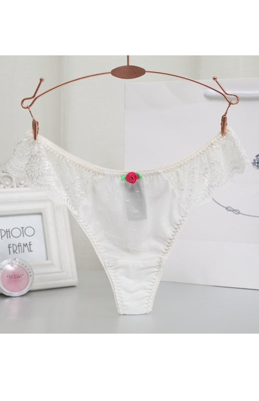 Floral Lace Low-Rise Thong – High Stretch Nylon Knit Panties