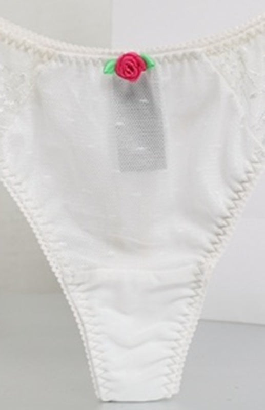 Floral Lace Low-Rise Thong – High Stretch Nylon Knit Panties