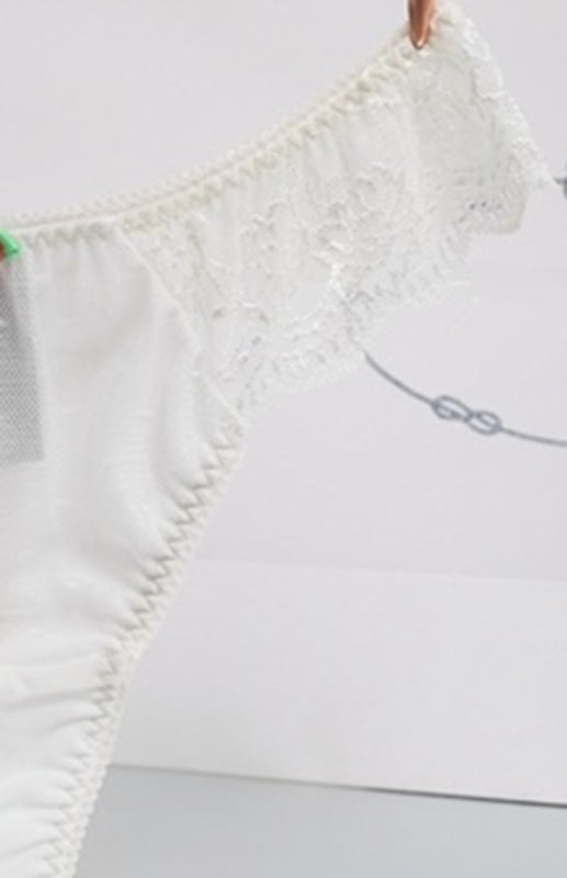 Floral Lace Low-Rise Thong – High Stretch Nylon Knit Panties