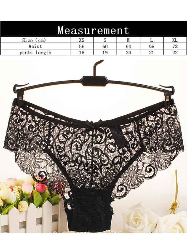 Floral Low-Waist Knit Panties – High Elasticity & Lace Trim Comfort