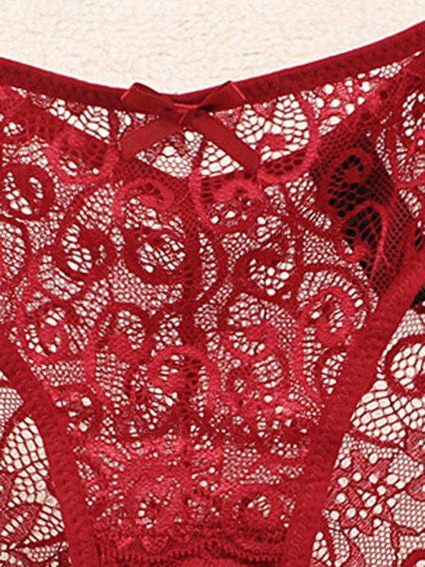 Floral Low-Waist Knit Panties – High Elasticity & Lace Trim Comfort