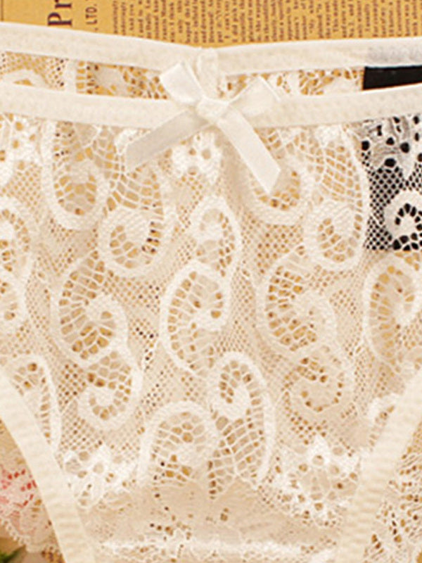 Floral Low-Waist Knit Panties – High Elasticity & Lace Trim Comfort