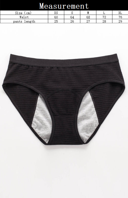 Striped Mid-Waist Cotton Menstrual Briefs – Leak-Proof & Breathable