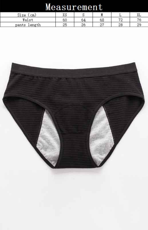 Striped Mid-Waist Cotton Menstrual Briefs – Leak-Proof & Breathable
